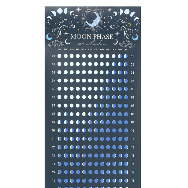 2026 Blue Moon Phase Calendar Poster