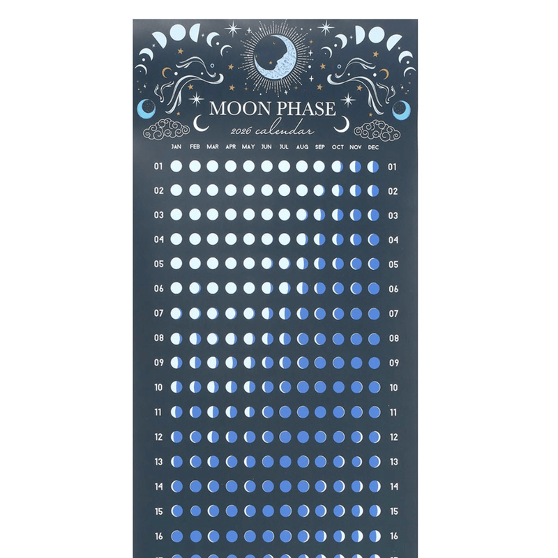 2026 Blue Moon Phase Calendar Poster