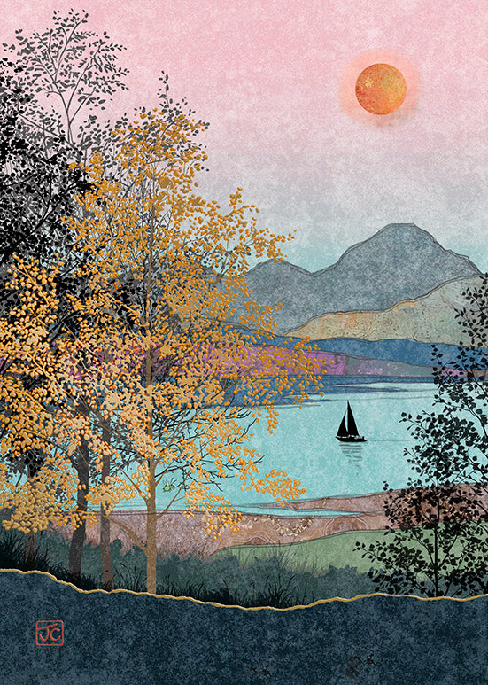 Bug Art Boat Lake Greetings Card
