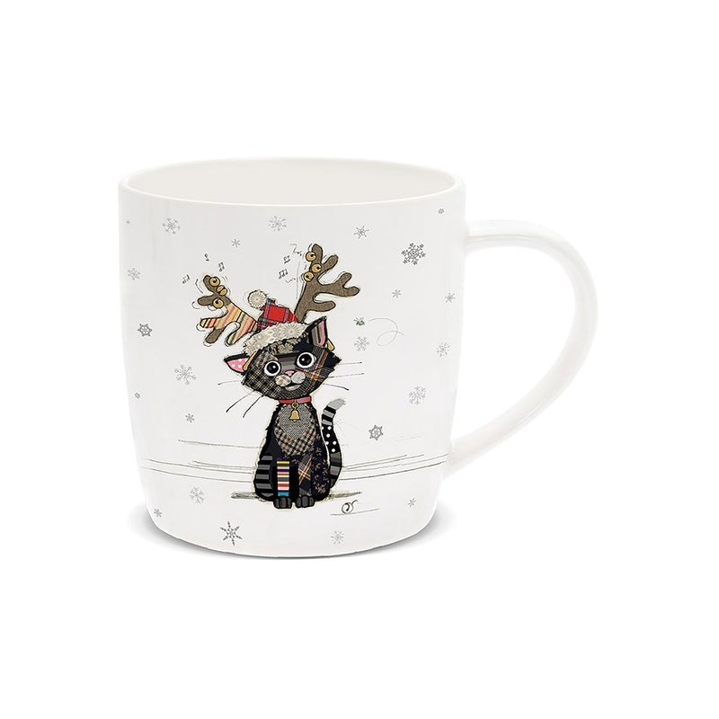 Bug Art Christmas Mug Kitten Antlers
