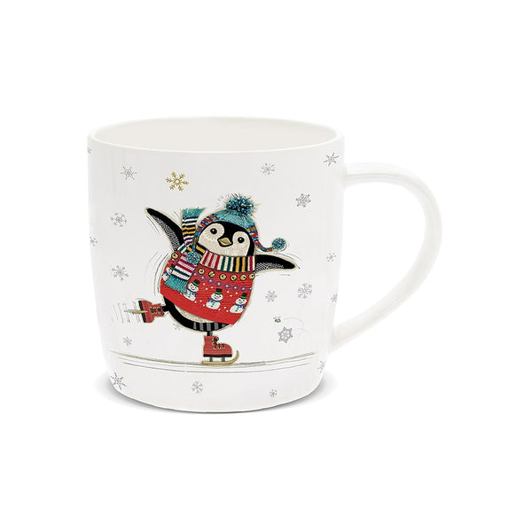 Bug Art Christmas Mug Penguin Skater