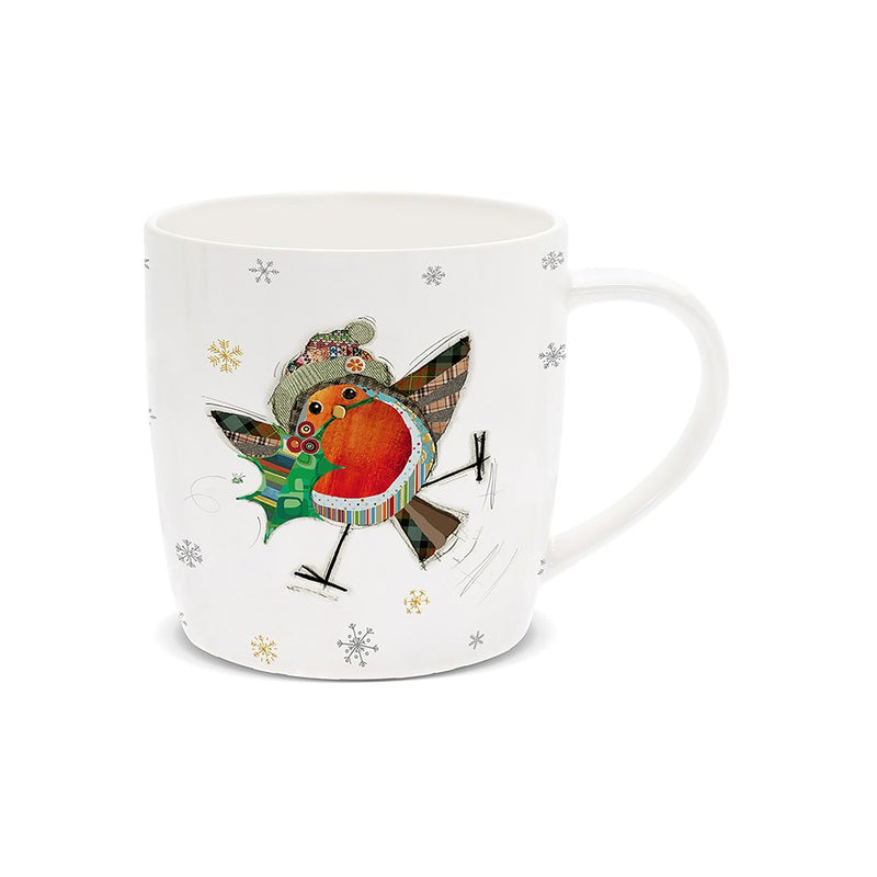 Bug Art Christmas Mug Robin Holly