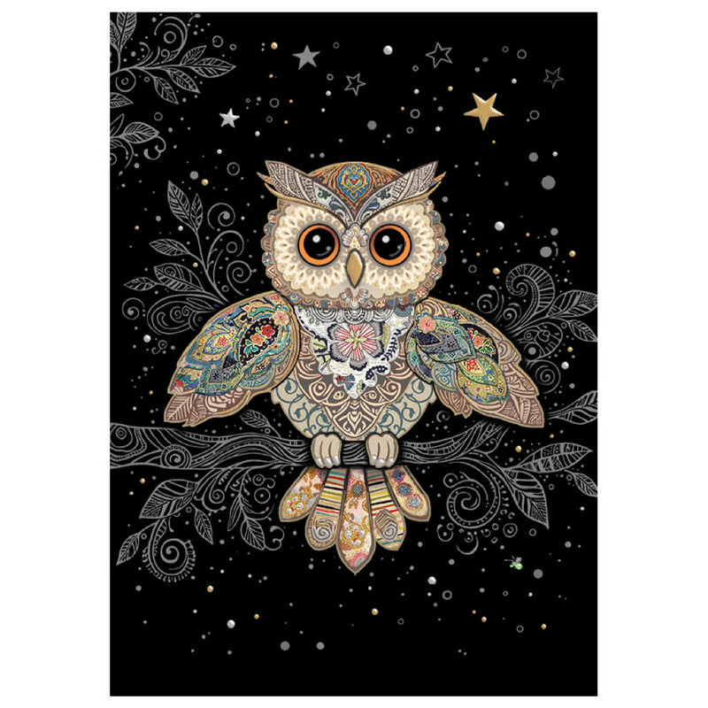 Bug Art Patterned Owl Greetings Card