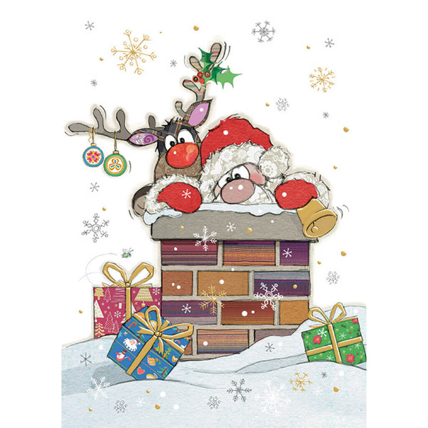 Bug Art Santa Roof Christmas Card