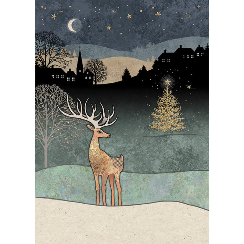 Bug Art Town Stag Christmas Card