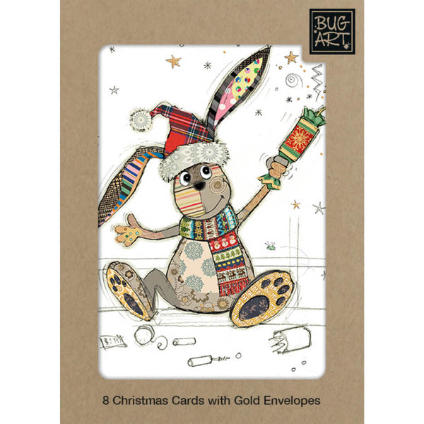 Bug Art Cracker Bunny Christmas Card