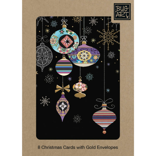 Bug Art Patterned Baubles Christmas Card