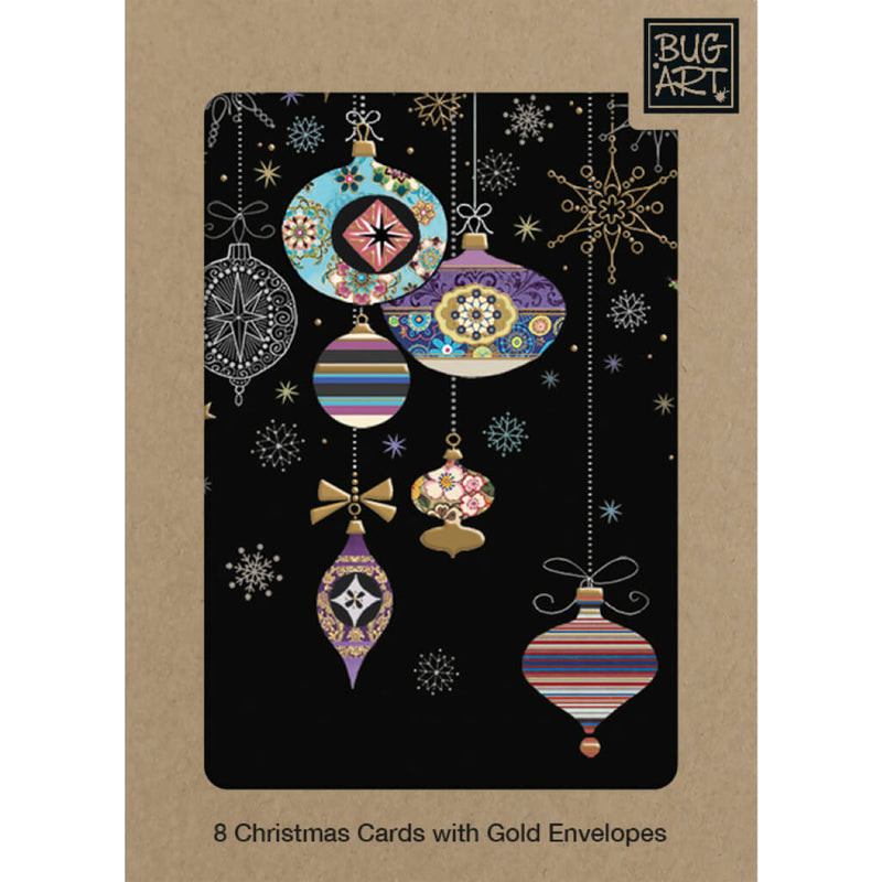 Bug Art Patterned Baubles Christmas Card
