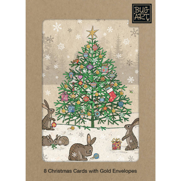 Bug Art Rabbits Tree Christmas Card