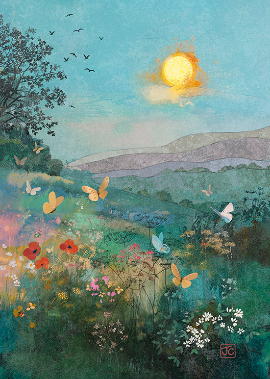 Bug Art Butterfly Sunset Greetings Card