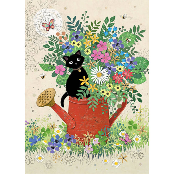 Bug Art Can Kitty Greetings Card