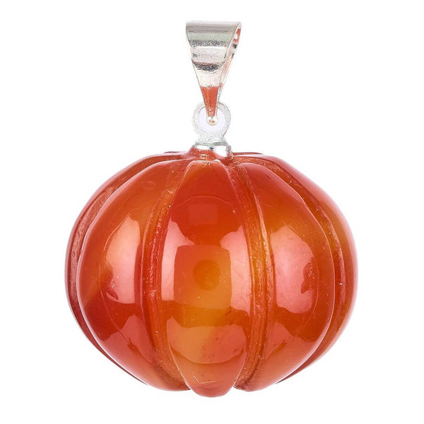Carnelian Pumpkin Silver Plated Pendant