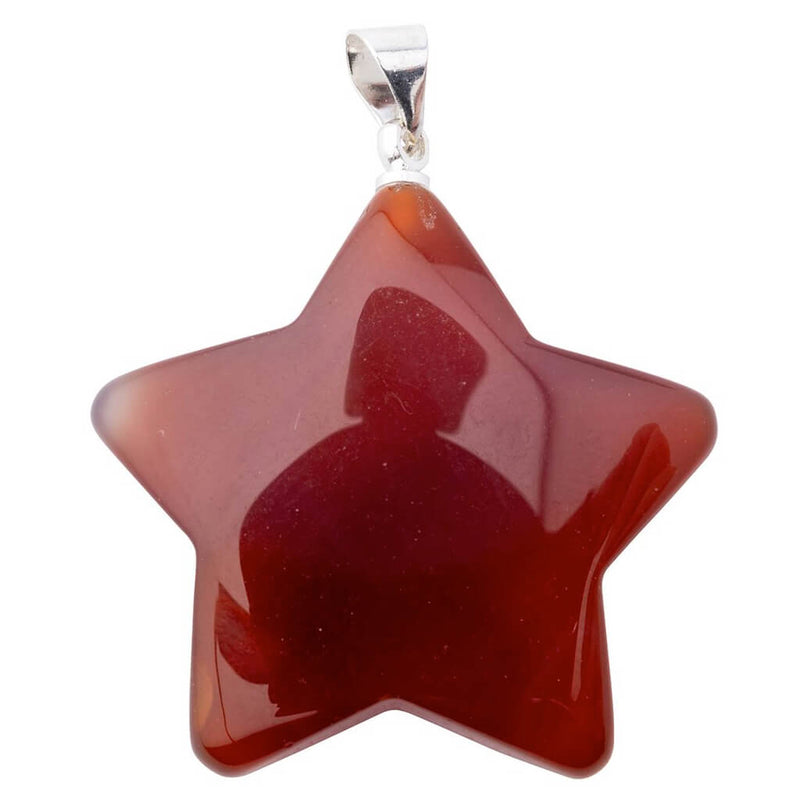 Carnelian Star Pendant with Silver Plated Bail
