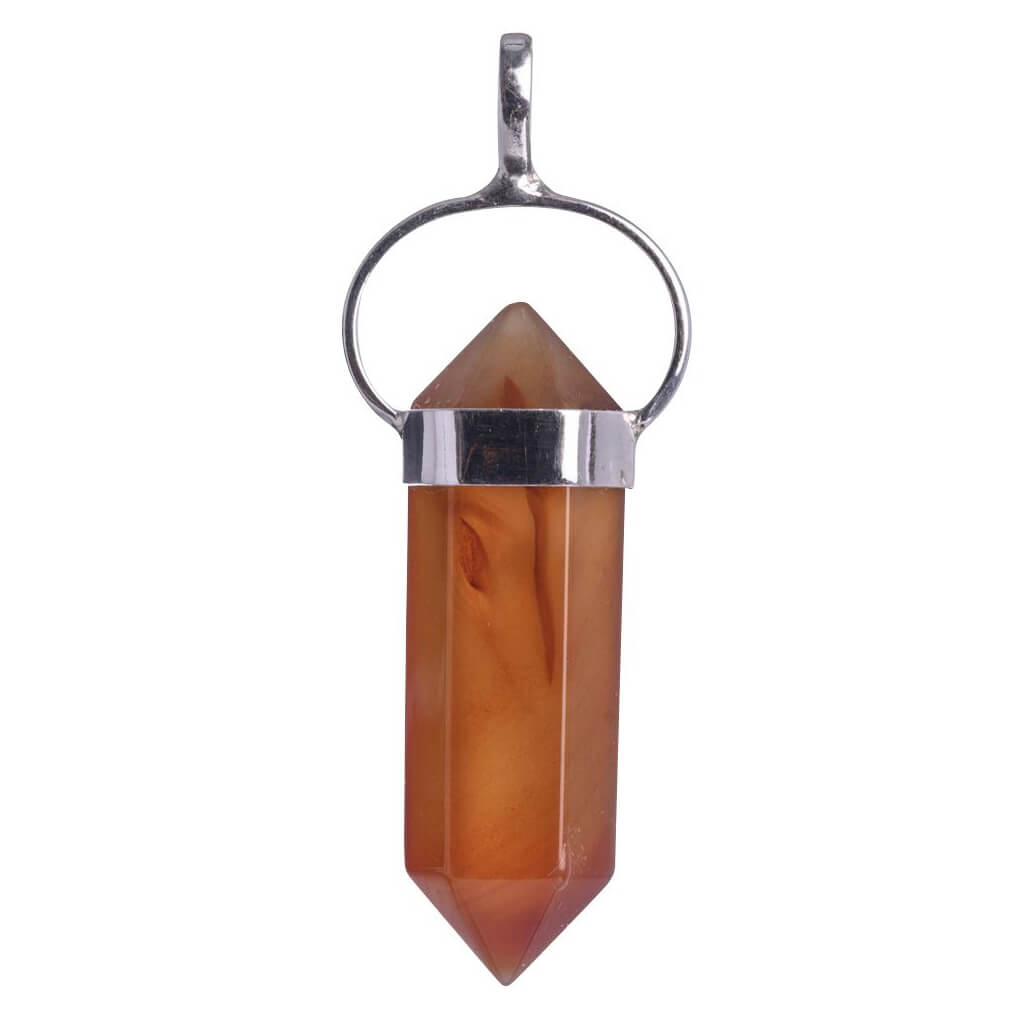 Carnelian Sterling Silver Double Terminated Point Pendant | Clouds