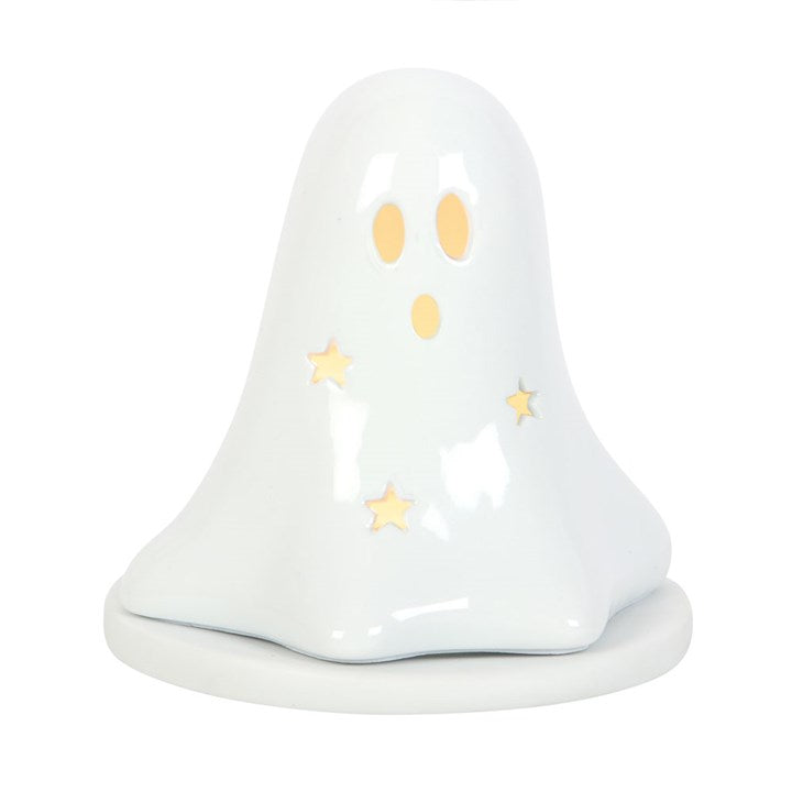 Ceramic Ghost Tea Light and Incense Cone Holder