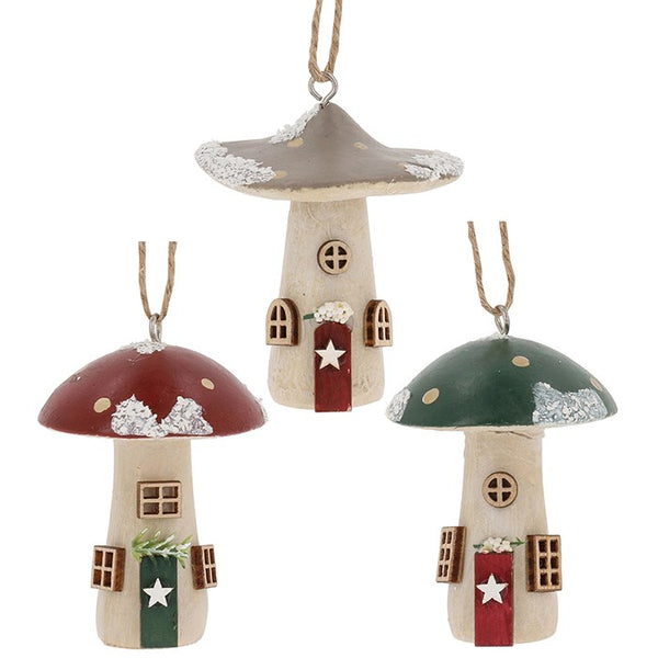 Folk Art Christmas Hanging Mushroom Decoration