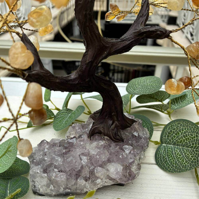 Citrine Bonsai Tree on an Amethyst Bed