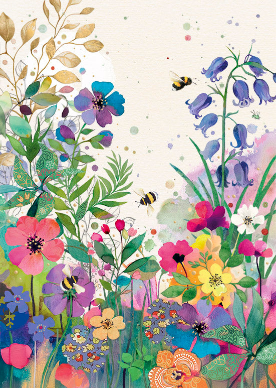 Bug Art Colourful Meadow Greetings Card