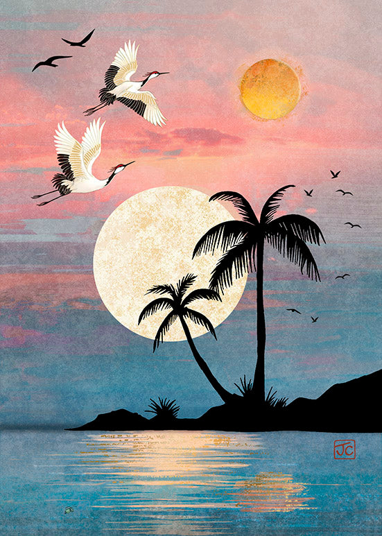 Bug Art Crane Palms Greetings Card