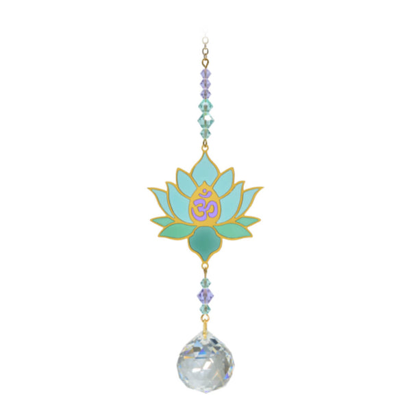 Crystal Dreams Aurora Lotus With Om Sun Catcher