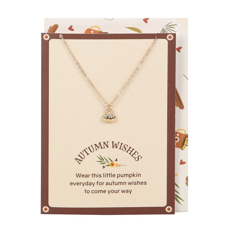 Autumn Wishes Pumpkin Necklace Card