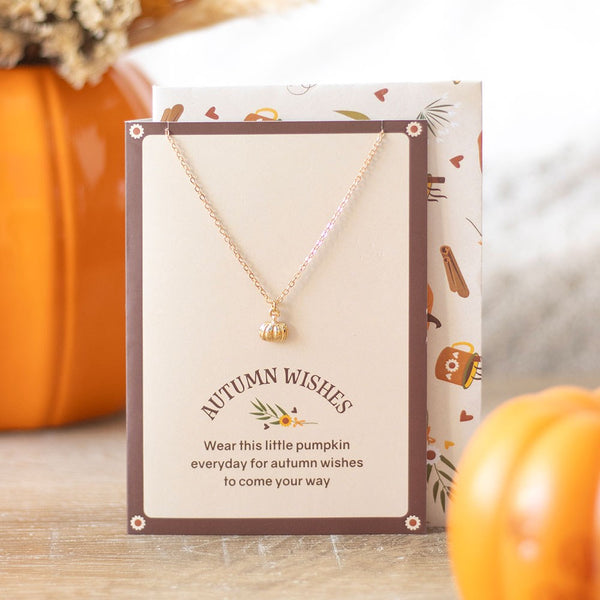 Autumn Wishes Pumpkin Necklace Card