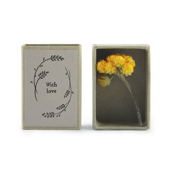 East of India Dried Flower Matchbox - With Love