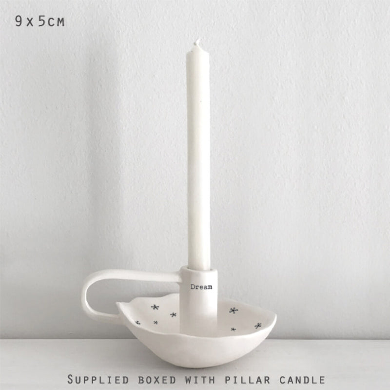 East of India Porcelain Candle Holder - Dream
