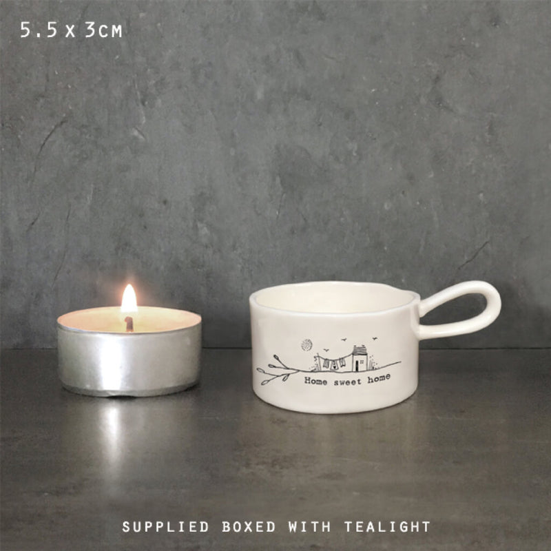 East of India Handled Tealight Holder Home Sweet Home
