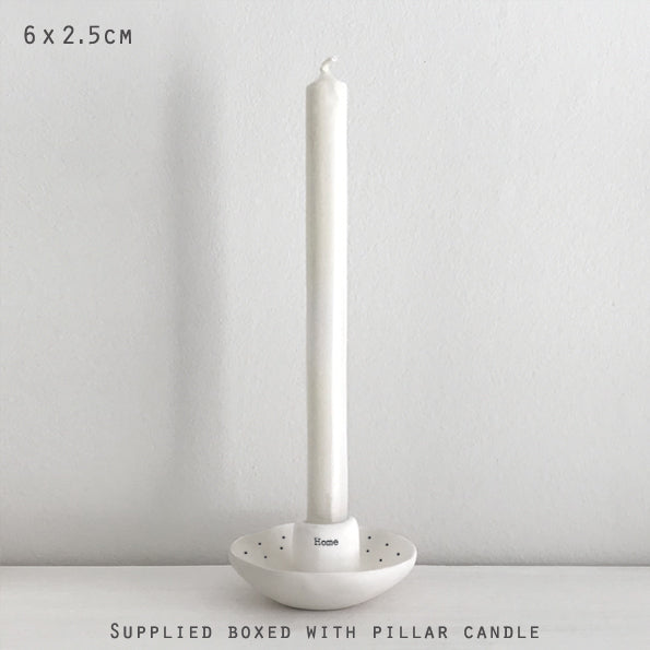 East of India Porcelain Candle Holder - Home