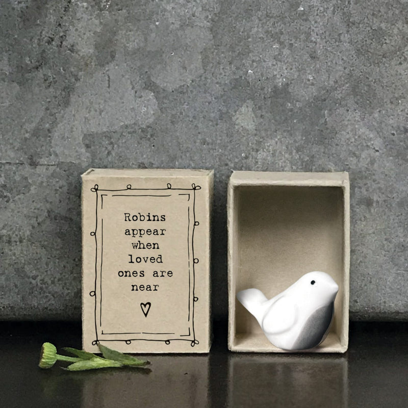 East of India Matchbox Porcelain Robin