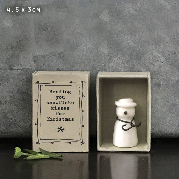 East of India Matchbox Porcelain Snowman