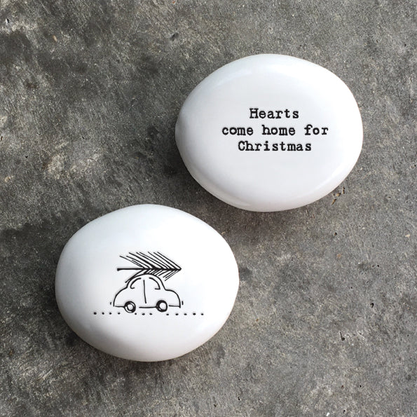 East of India Porcelain Pebble - Hearts Come Home For Christmas