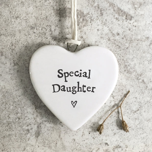East of India Small Porcelain Hanging Heart - Special Daughter