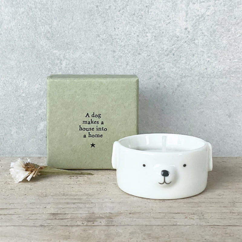 East of India Porcelain Animal Tealight Holder - Dog