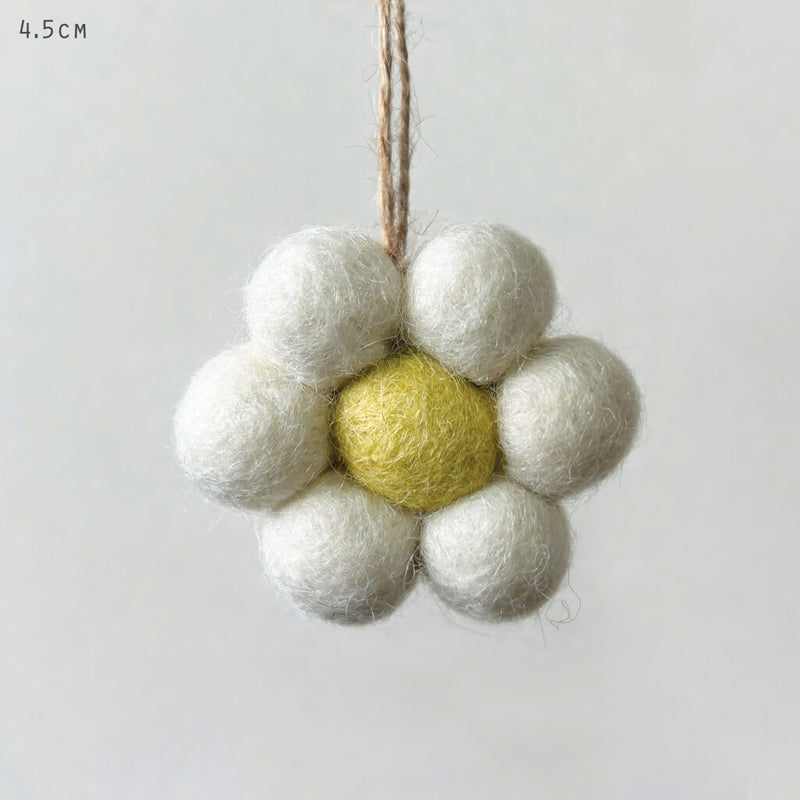 Small Felt Daisy Hanging Ornament - Cream