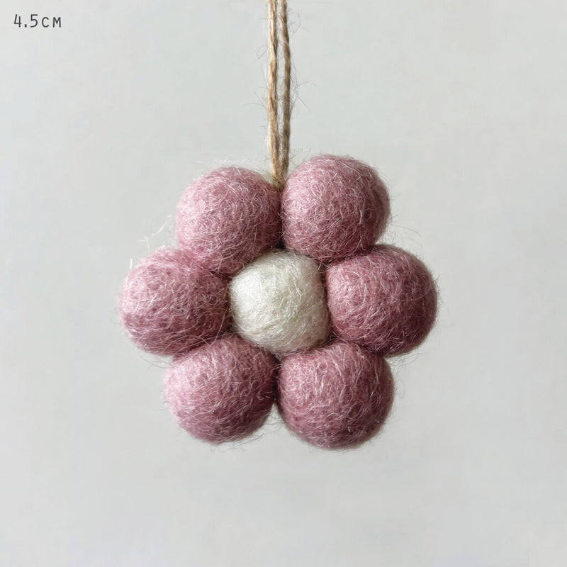Small Felt Daisy Hanging Ornament - Pink