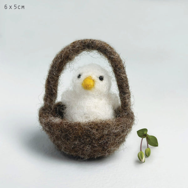 Felted Fluffy Chick in Nest