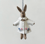 East of India Little Felt Rabbit With Cream Jacket Ornament