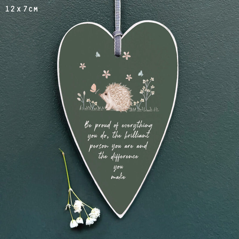 East of India Meadow Friends Heart Tag - Hedgehog