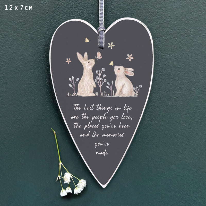 East of India Meadow Friends Heart Tag - Rabbits