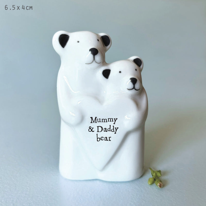 East of India Porcelain Animal Couple Ornament - Bears