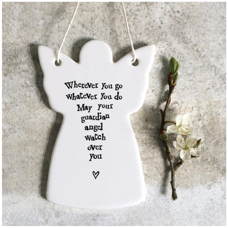 East of India Porcelain Hanging Angel - Wherever You Go
