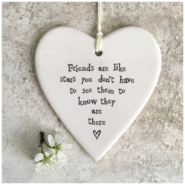 East of India Porcelain Hanging Heart - Friends Are