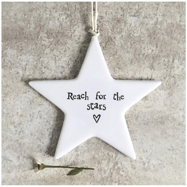 East of India Porcelain Hanging Star - Reach For The Stars