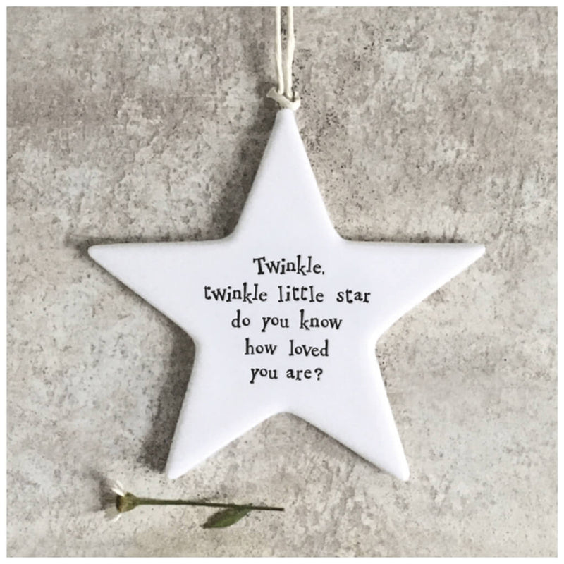 East of India Porcelain Hanging Star - Twinkle Twinkle