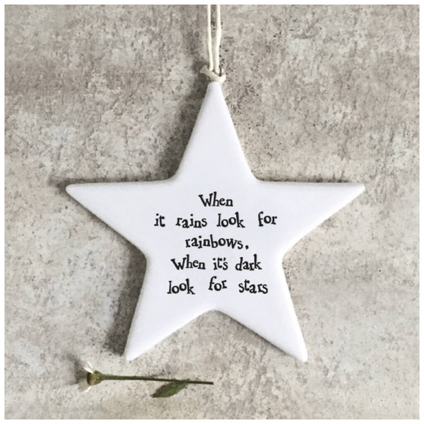 East of India Porcelain Hanging Star - When It Rains