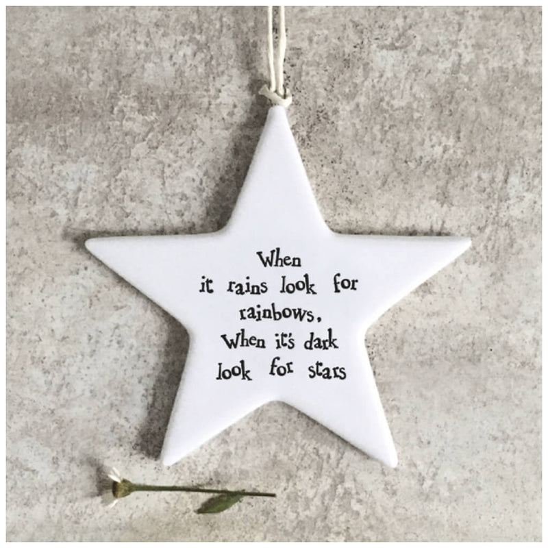 East of India Porcelain Hanging Star - When It Rains