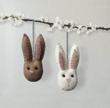 East of India Small Hanging Rabbit Head Decoration - Brown