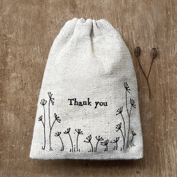 East of India Thank You Small Drawstring Bag